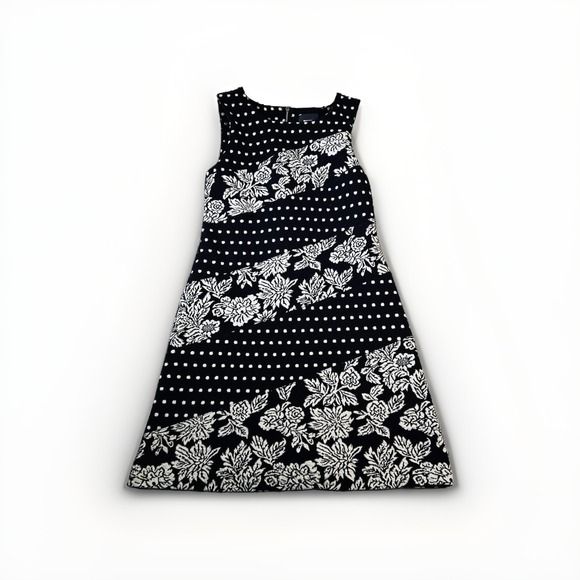 Maeve Dresses & Skirts - Maeve Anthropologie Effemy Dress S Black Floral Polka Dot Jacquard Shift Mod LBD